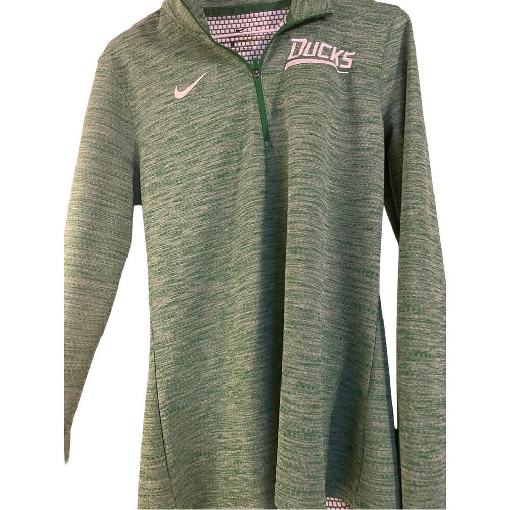 Nike Women's Heathered Green 1/4 Zip Pullover Active Wear Sweatshirt Size L Oreg